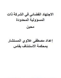 تحميل كتاب الاجتهاد القضائي المغربي في الشركة ذات المسؤولية المحدودة pdf مصطفى علاوي