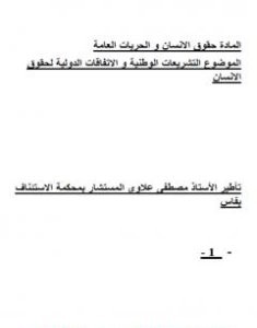 تحميل كتاب التشريعات الوطنية والاتفاقات الدولية لحقوق الانسان pdf مصطفى علاوي